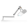 FIFINE Boom Arm Mic Stand, Low Profile Microphone Arm Stand, Podcast Mic Boom Arm with Desk Mount, Cable Channels Management, Metal Boom Arm White for Recording/Streaming/Gaming/Home Office-BM88W